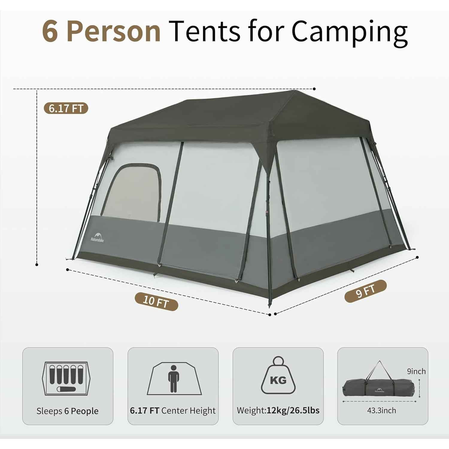 Cape™ 8.3 6-Person Square Pop-Up Camping Tent